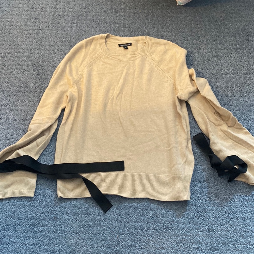 J.crew Mercantile sweater with ribbon sleeves